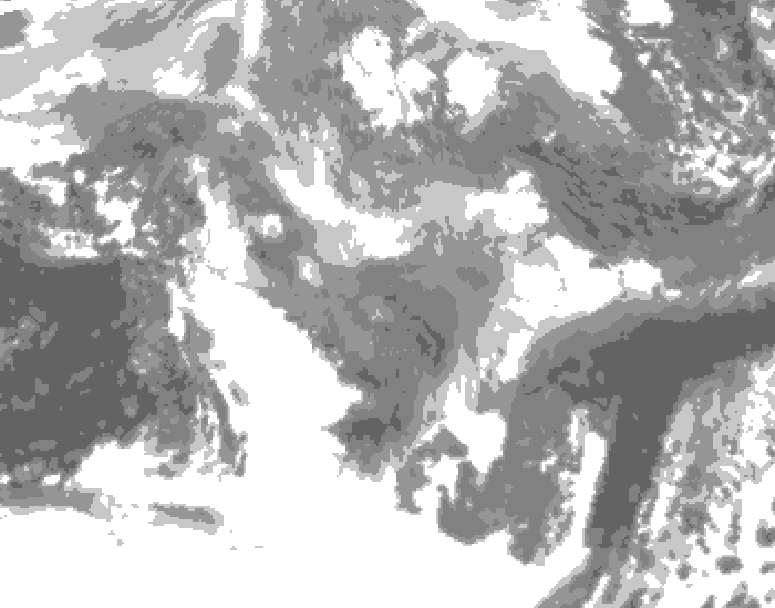 GDPS total cloud 030 hour forecast chart for Canada based on 2026/01/10 1200Z data