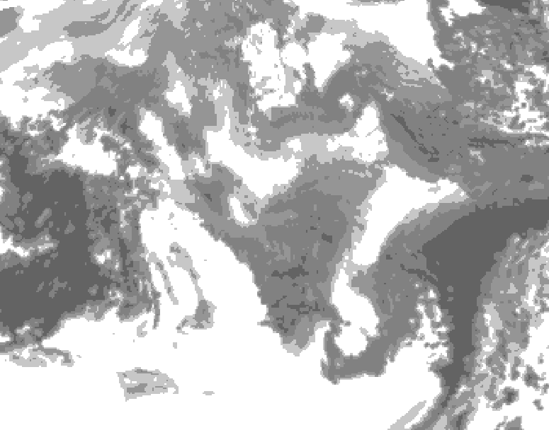 GDPS total cloud 036 hour forecast chart for Canada based on 2026/01/10 1200Z data