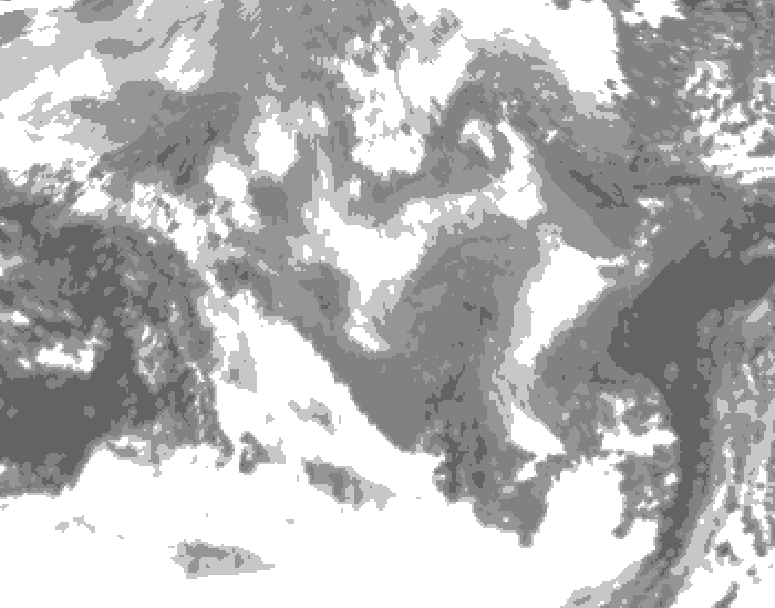 GDPS total cloud 042 hour forecast chart for Canada based on 2026/01/10 1200Z data