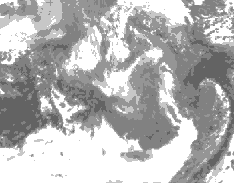 GDPS total cloud 054 hour forecast chart for Canada based on 2026/01/10 1200Z data