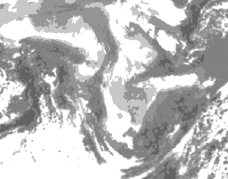 GDPS total cloud 096 hour forecast chart for Canada based on 2026/01/10 1200Z data
