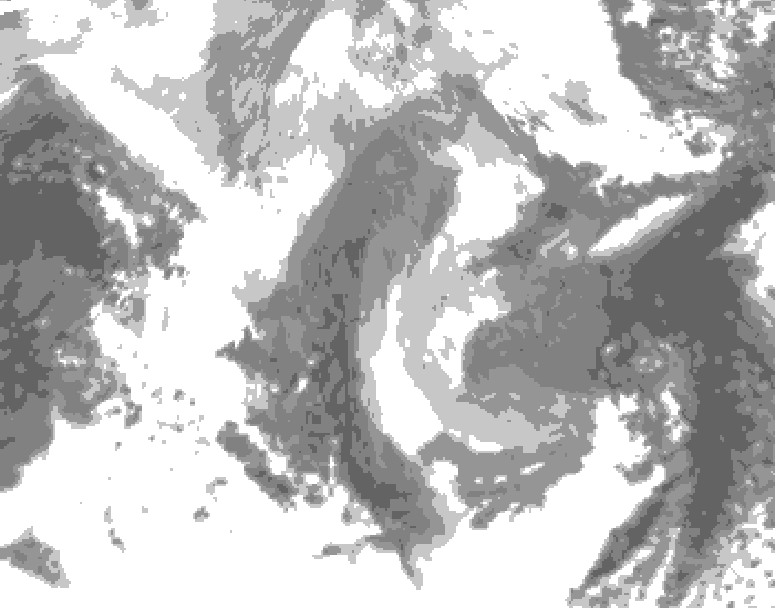 GDPS total cloud 126 hour forecast chart for Canada based on 2026/01/10 1200Z data