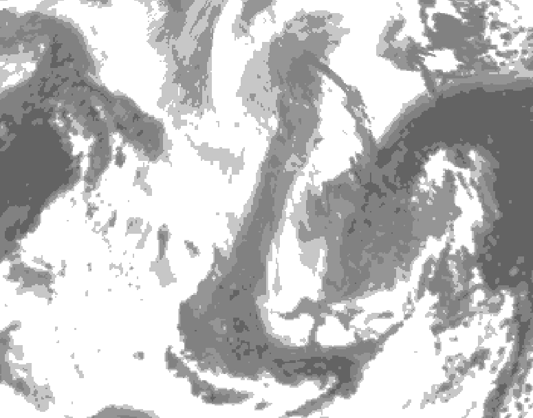 GDPS total cloud 144 hour forecast chart for Canada based on 2026/01/10 1200Z data
