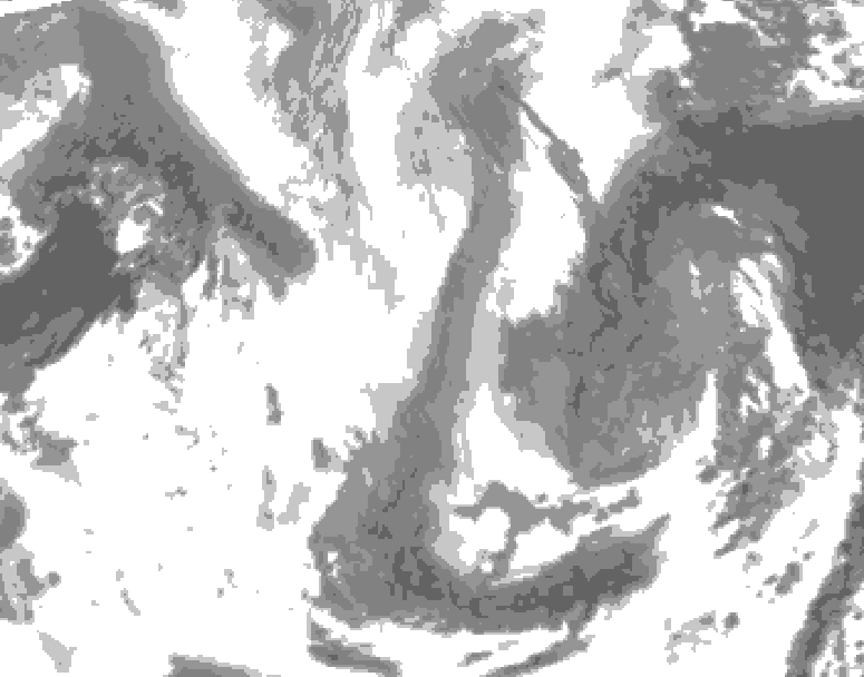 GDPS total cloud 150 hour forecast chart for Canada based on 2026/01/10 1200Z data