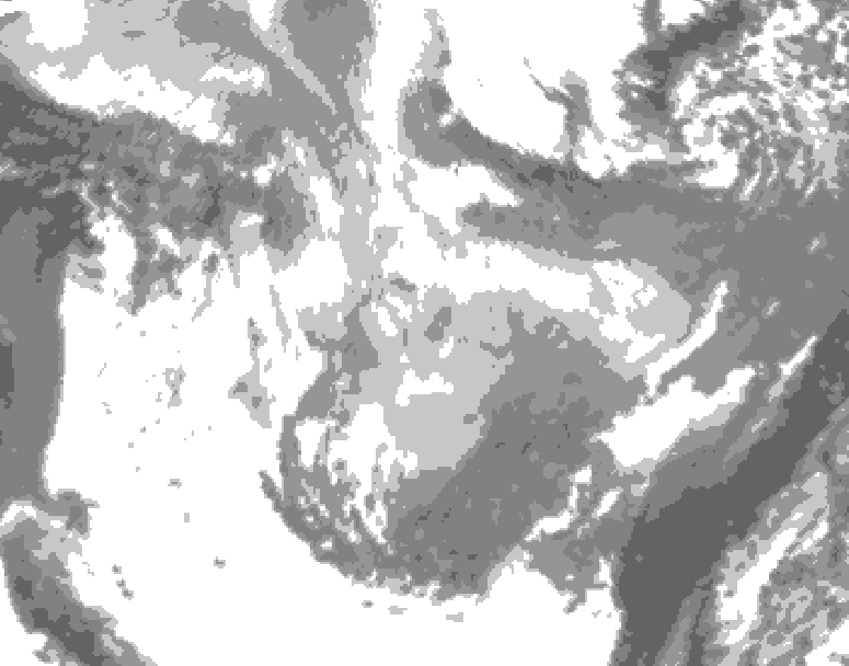 GDPS total cloud 198 hour forecast chart for Canada based on 2026/01/10 1200Z data