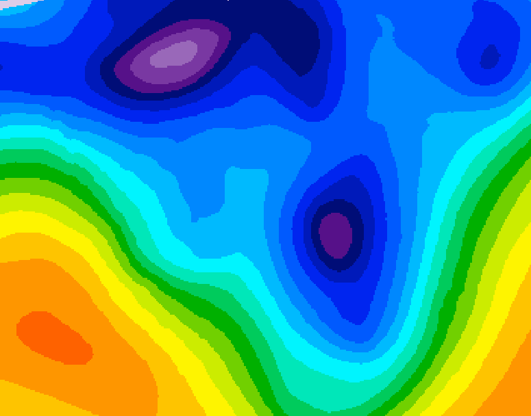 GDPS 500 millibar geopotential height 102 hour forecast chart for Canada based on 2026/01/11 0000Z data