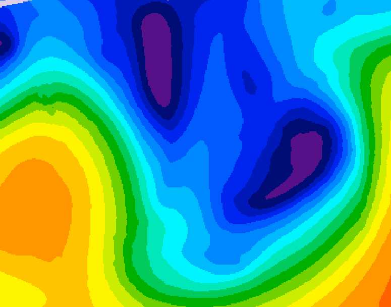 GDPS 500 millibar geopotential height 132 hour forecast chart for Canada based on 2026/01/11 0000Z data