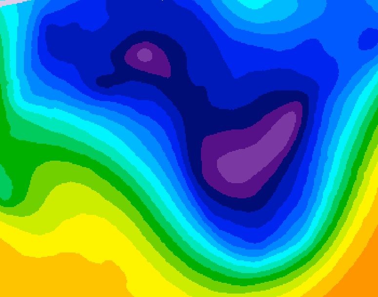 GDPS 500 millibar geopotential height 222 hour forecast chart for Canada based on 2026/01/11 0000Z data