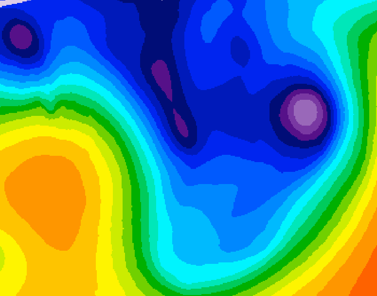 GDPS 500 millibar geopotential height 132 hour forecast chart for Canada based on 2026/01/11 1200Z data