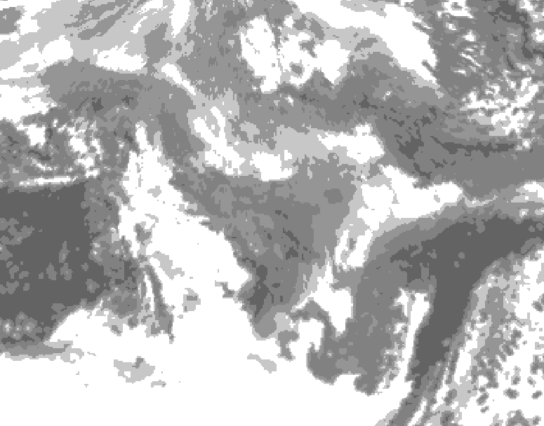 GDPS total cloud 018 hour forecast chart for Canada based on 2026/01/11 0000Z data