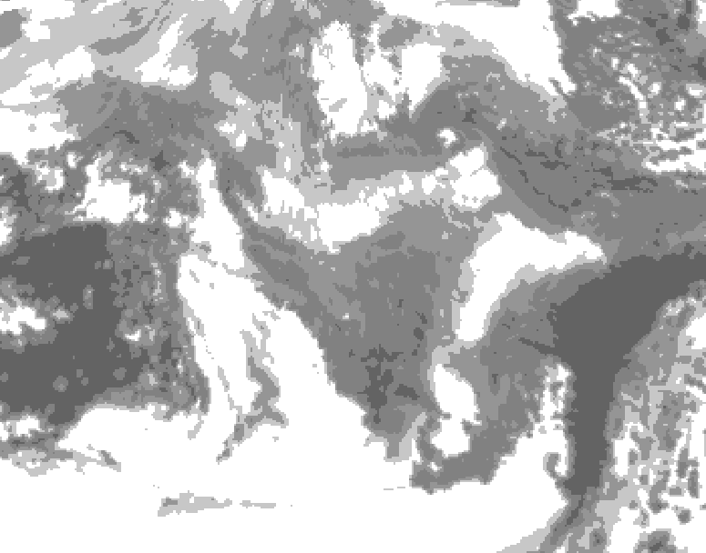 GDPS total cloud 024 hour forecast chart for Canada based on 2026/01/11 0000Z data
