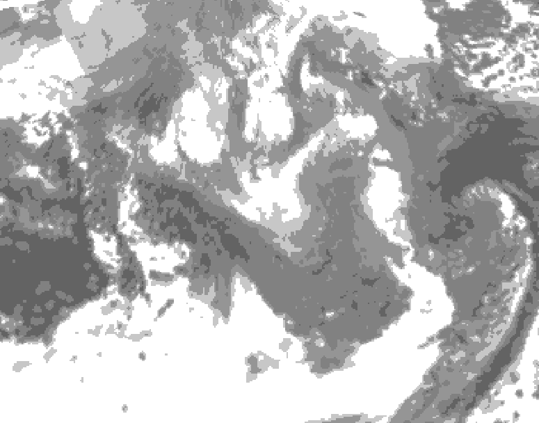 GDPS total cloud 042 hour forecast chart for Canada based on 2026/01/11 0000Z data