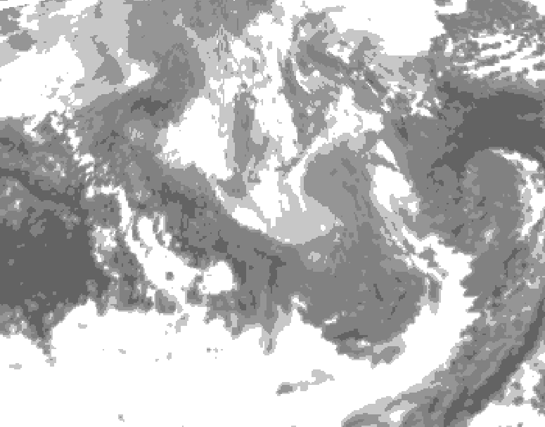 GDPS total cloud 048 hour forecast chart for Canada based on 2026/01/11 0000Z data