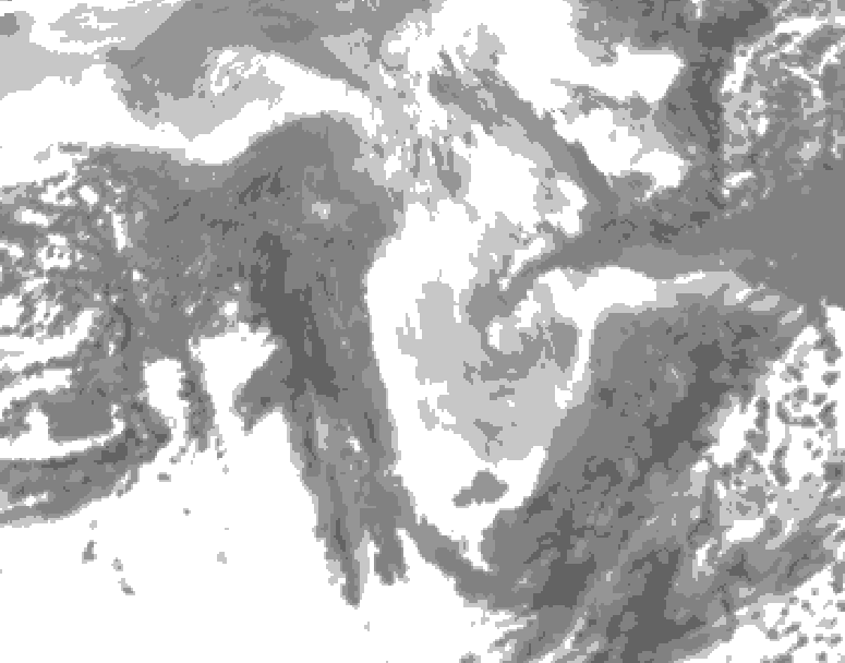 GDPS total cloud 090 hour forecast chart for Canada based on 2026/01/11 0000Z data