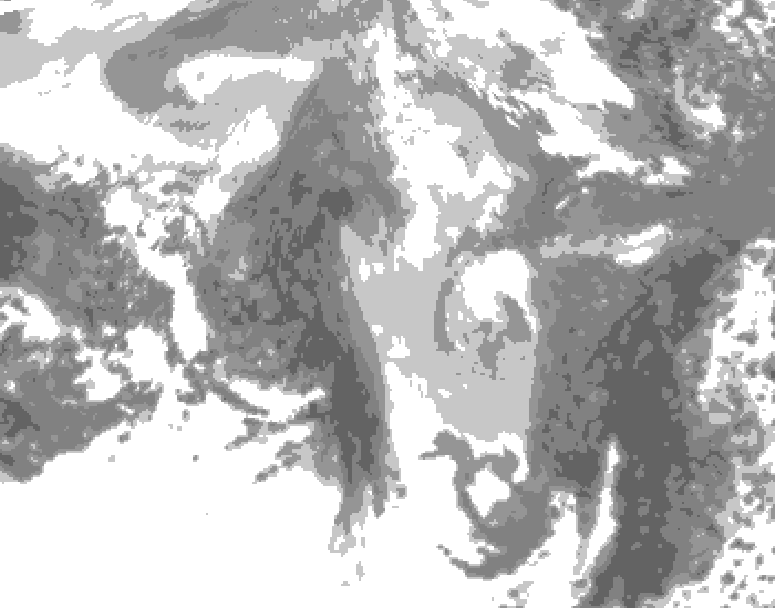 GDPS total cloud 102 hour forecast chart for Canada based on 2026/01/11 0000Z data