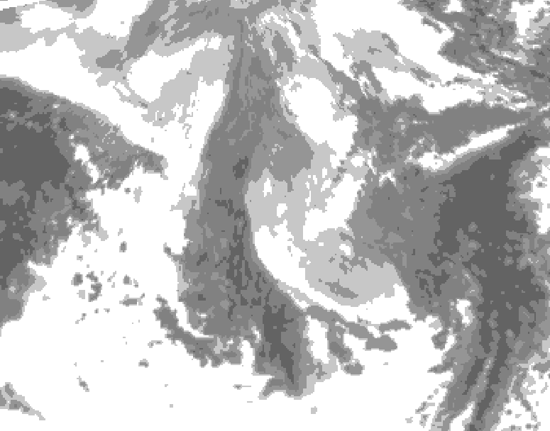 GDPS total cloud 114 hour forecast chart for Canada based on 2026/01/11 0000Z data