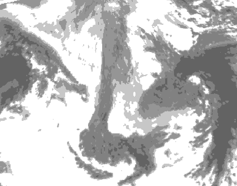 GDPS total cloud 126 hour forecast chart for Canada based on 2026/01/11 0000Z data