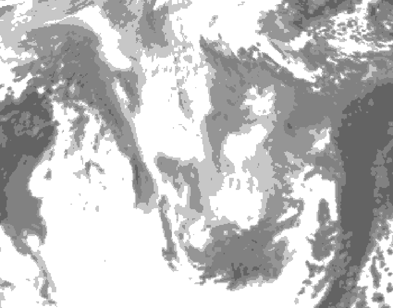 GDPS total cloud 198 hour forecast chart for Canada based on 2026/01/11 0000Z data