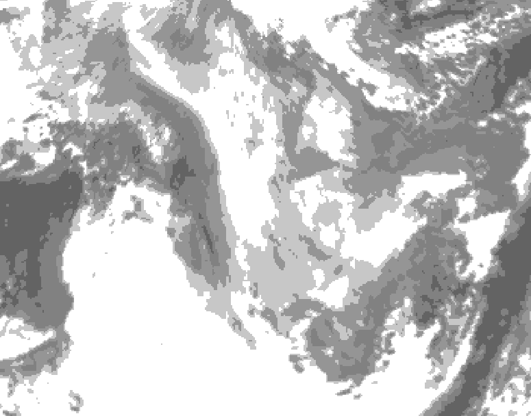 GDPS total cloud 216 hour forecast chart for Canada based on 2026/01/11 0000Z data