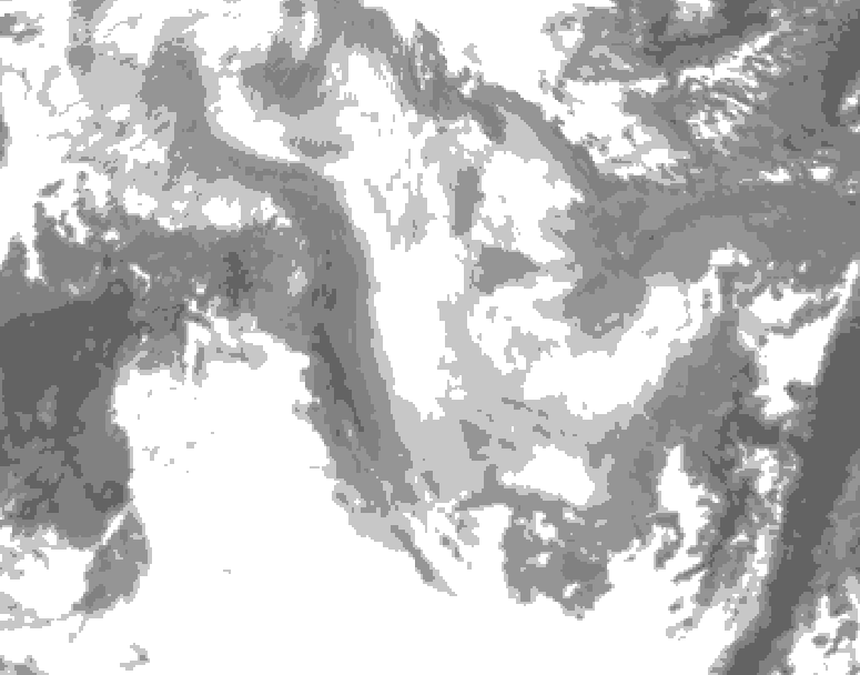 GDPS total cloud 222 hour forecast chart for Canada based on 2026/01/11 0000Z data