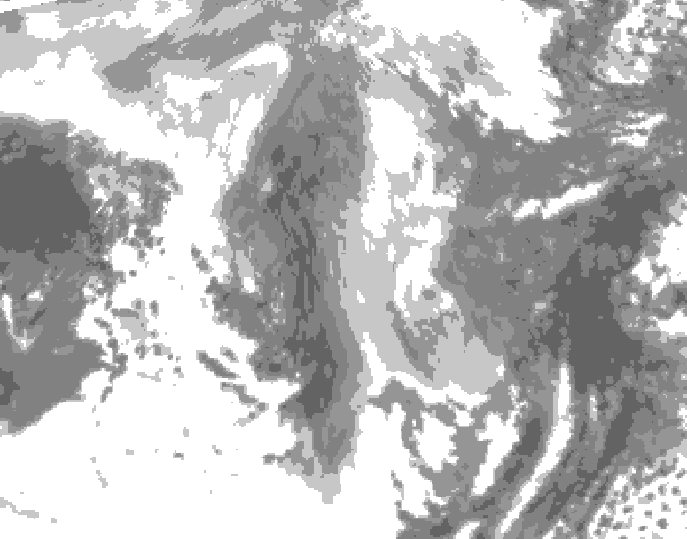 GDPS total cloud 096 hour forecast chart for Canada based on 2026/01/11 1200Z data