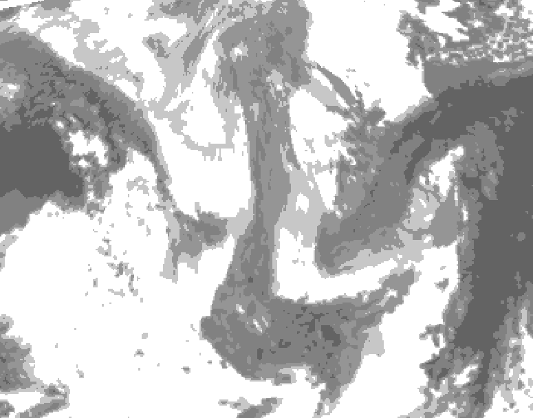 GDPS total cloud 120 hour forecast chart for Canada based on 2026/01/11 1200Z data