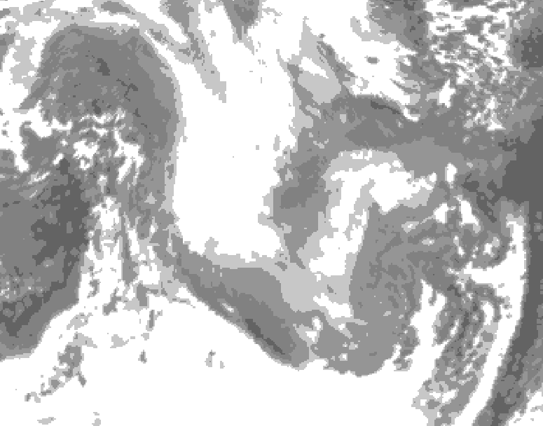 GDPS total cloud 198 hour forecast chart for Canada based on 2026/01/11 1200Z data