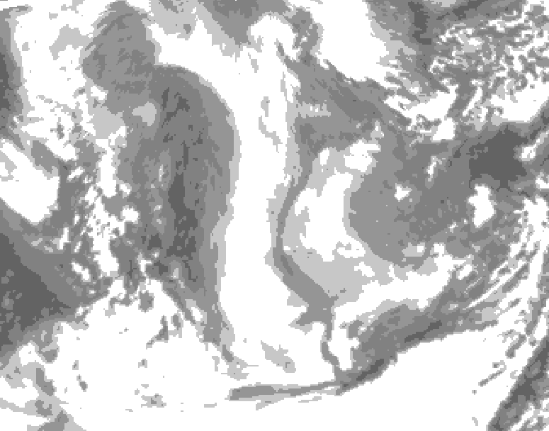 GDPS total cloud 222 hour forecast chart for Canada based on 2026/01/11 1200Z data
