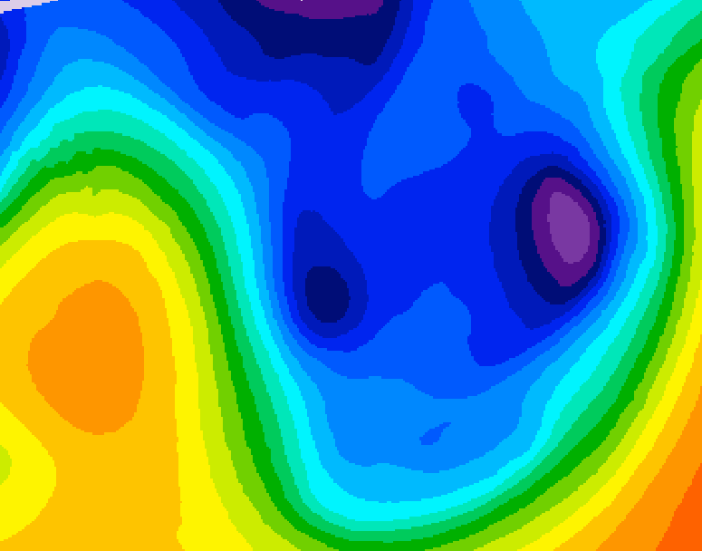 GDPS 500 millibar geopotential height 120 hour forecast chart for Canada based on 2026/01/12 0000Z data