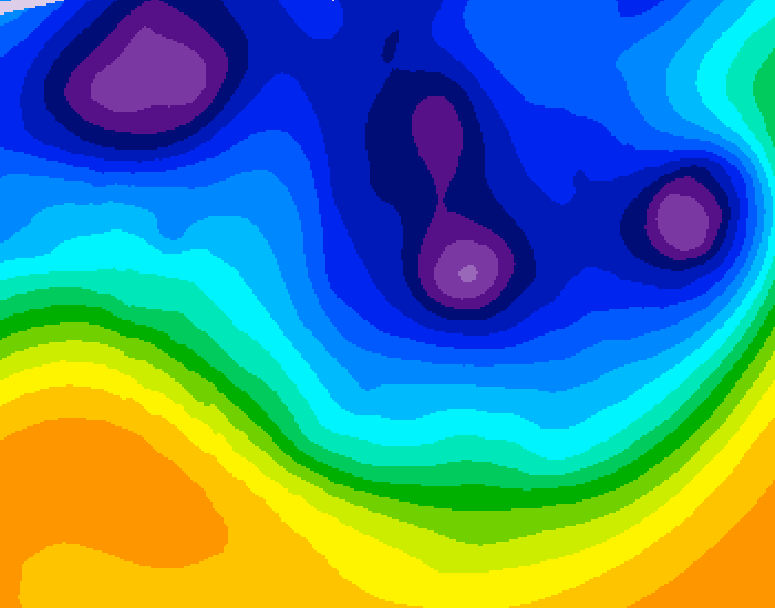 GDPS 500 millibar geopotential height 018 hour forecast chart for Canada based on 2026/01/12 1200Z data