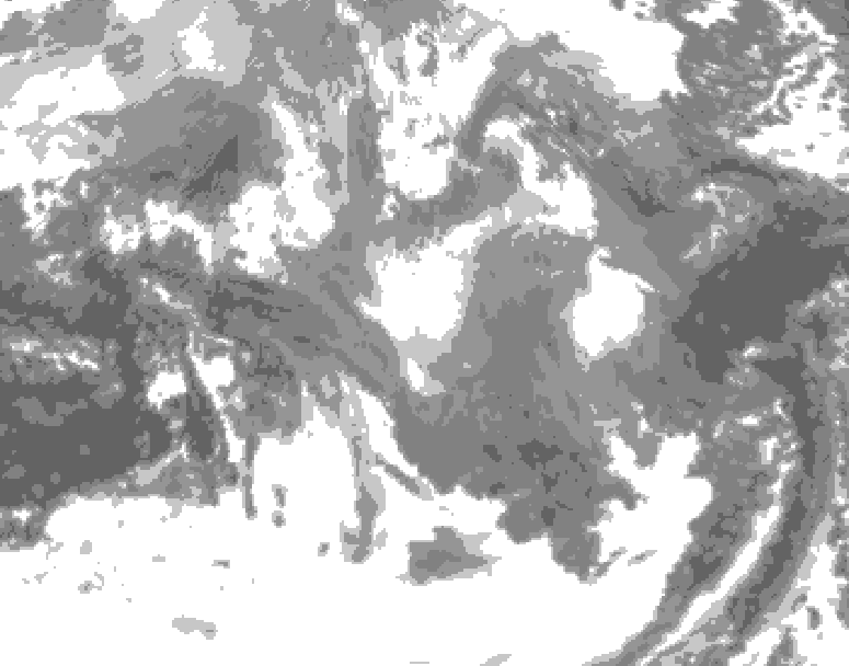 GDPS total cloud 012 hour forecast chart for Canada based on 2026/01/12 0000Z data
