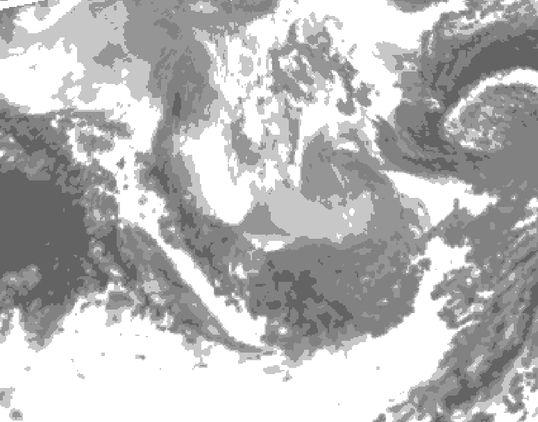 GDPS total cloud 036 hour forecast chart for Canada based on 2026/01/12 0000Z data