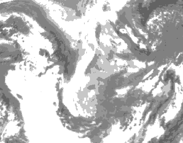 GDPS total cloud 144 hour forecast chart for Canada based on 2026/01/12 0000Z data