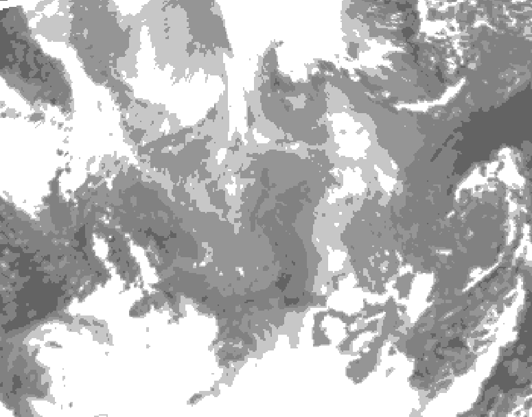 GDPS total cloud 216 hour forecast chart for Canada based on 2026/01/12 0000Z data