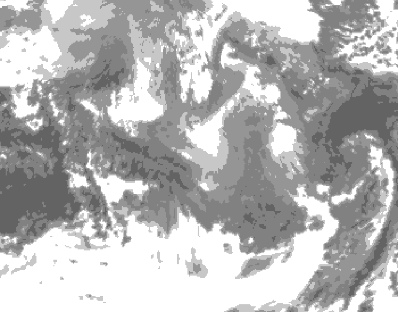 GDPS total cloud 006 hour forecast chart for Canada based on 2026/01/12 1200Z data