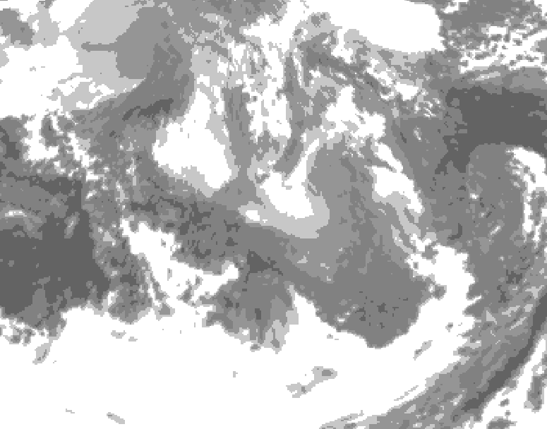 GDPS total cloud 012 hour forecast chart for Canada based on 2026/01/12 1200Z data