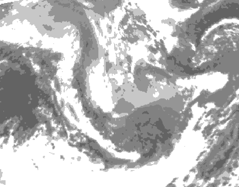 GDPS total cloud 030 hour forecast chart for Canada based on 2026/01/12 1200Z data