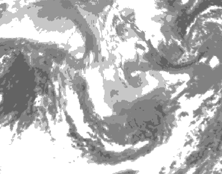 GDPS total cloud 036 hour forecast chart for Canada based on 2026/01/12 1200Z data