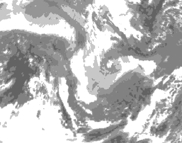 GDPS total cloud 042 hour forecast chart for Canada based on 2026/01/12 1200Z data
