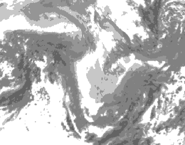 GDPS total cloud 048 hour forecast chart for Canada based on 2026/01/12 1200Z data