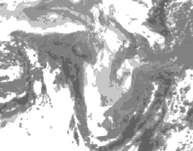 GDPS total cloud 054 hour forecast chart for Canada based on 2026/01/12 1200Z data