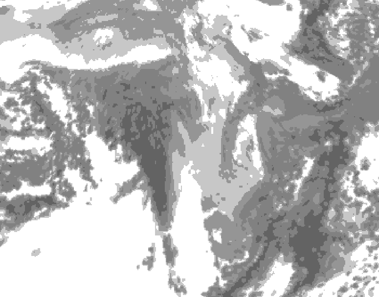 GDPS total cloud 060 hour forecast chart for Canada based on 2026/01/12 1200Z data