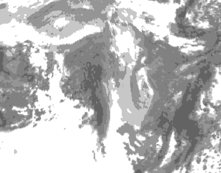 GDPS total cloud 066 hour forecast chart for Canada based on 2026/01/12 1200Z data