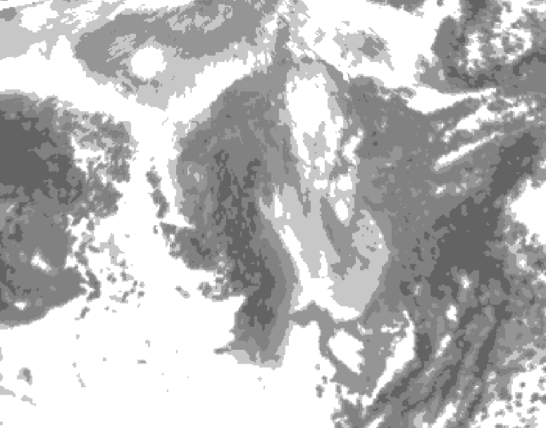 GDPS total cloud 072 hour forecast chart for Canada based on 2026/01/12 1200Z data