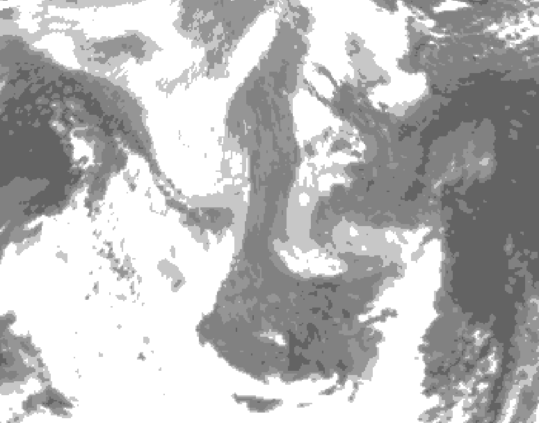 GDPS total cloud 096 hour forecast chart for Canada based on 2026/01/12 1200Z data