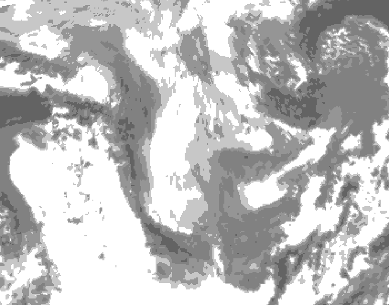 GDPS total cloud 126 hour forecast chart for Canada based on 2026/01/12 1200Z data