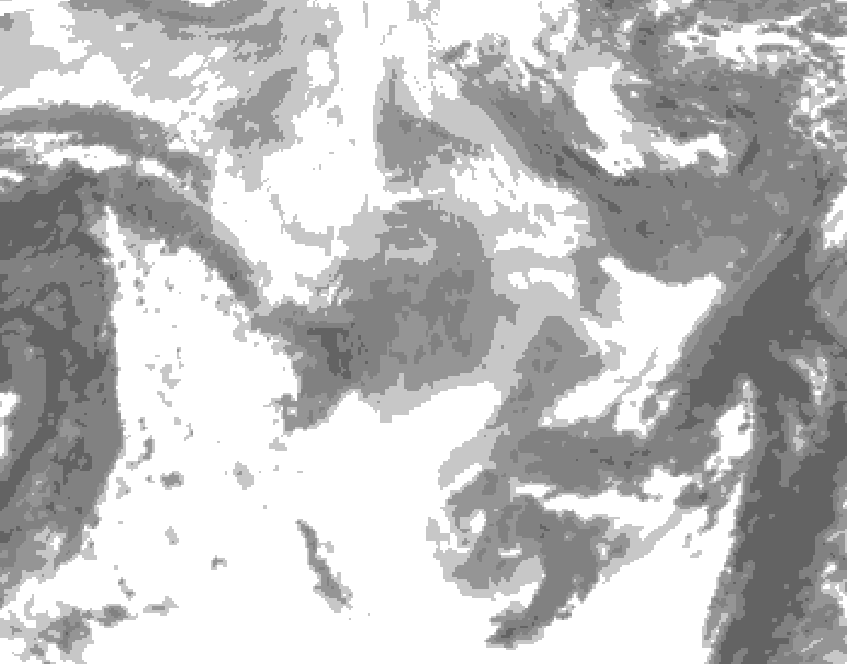 GDPS total cloud 150 hour forecast chart for Canada based on 2026/01/12 1200Z data