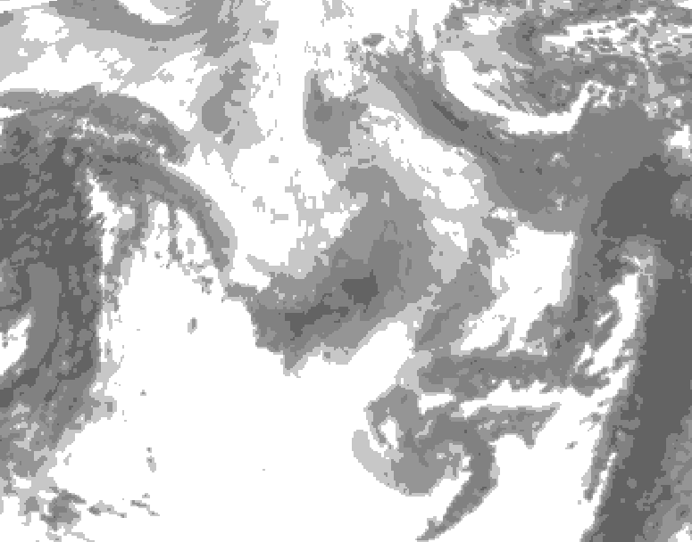 GDPS total cloud 156 hour forecast chart for Canada based on 2026/01/12 1200Z data
