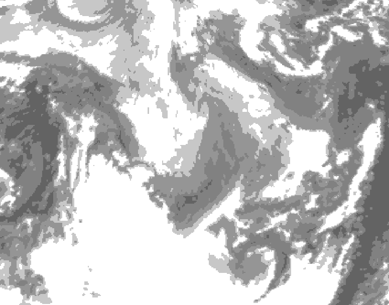GDPS total cloud 162 hour forecast chart for Canada based on 2026/01/12 1200Z data