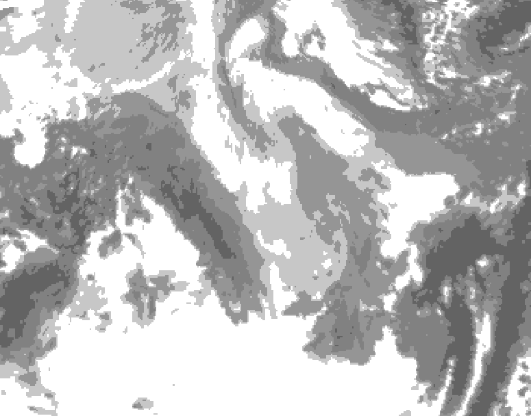 GDPS total cloud 180 hour forecast chart for Canada based on 2026/01/12 1200Z data